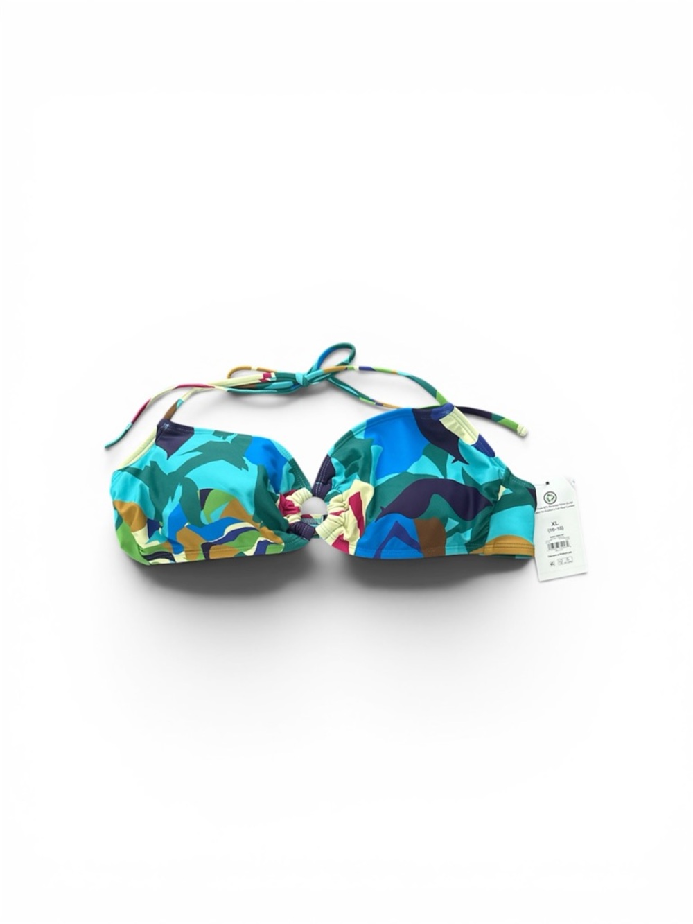 Time and Tru Teal & Navy Abstract Bikini Bottom